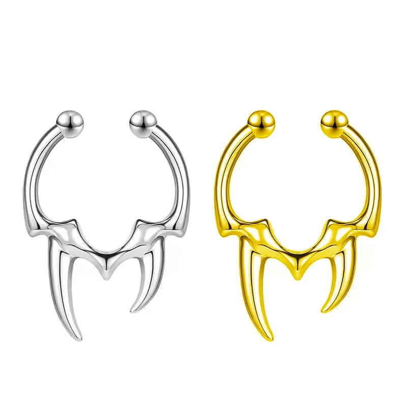 Fashion F136 Titanium Punk Punch Free Nose Ring Hinged Septum & Ear Cartilage Piercings Gold Plated with Zircon Main Stone