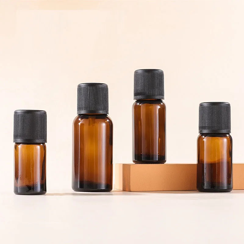 10ml Glass Bottles Vials 20 ml 50ml Boston Round Bottles for Essential Oils Black/White Screw Cap Brown Amber Dispenser Bottl