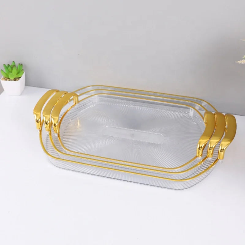 Double Ear Tray Kitchen Snack Fruit Food Container Tea Set Organizer Nut Party Gift Dish Multifunctional Plastic Food Contain