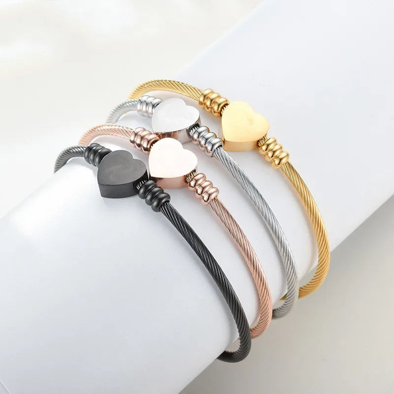 Fashion Jewelry Heart Bracelet Wire Chain Adjustable Stainless Steel Gold Bracelets for Women Jewelry