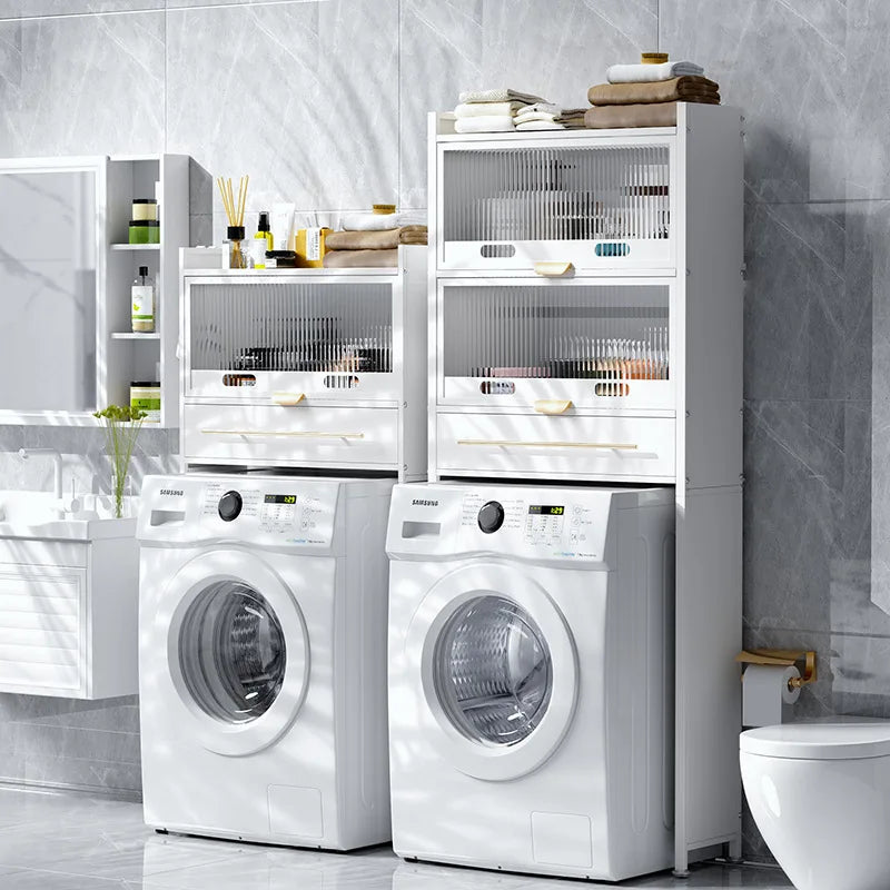Bathroom Balcony Adjustable Height Three-Layer Metal Toilet Rack Washing Machine Storage Cabinet