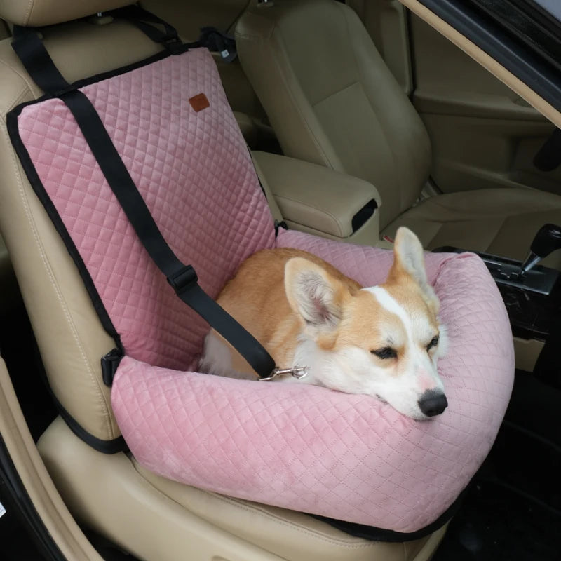 Custom Dog Cat Car Seat Comfortable Travel Safety Carrier Eco-friendly Checkered Fabric Luxury Small Medium Pet Bed Mechanica