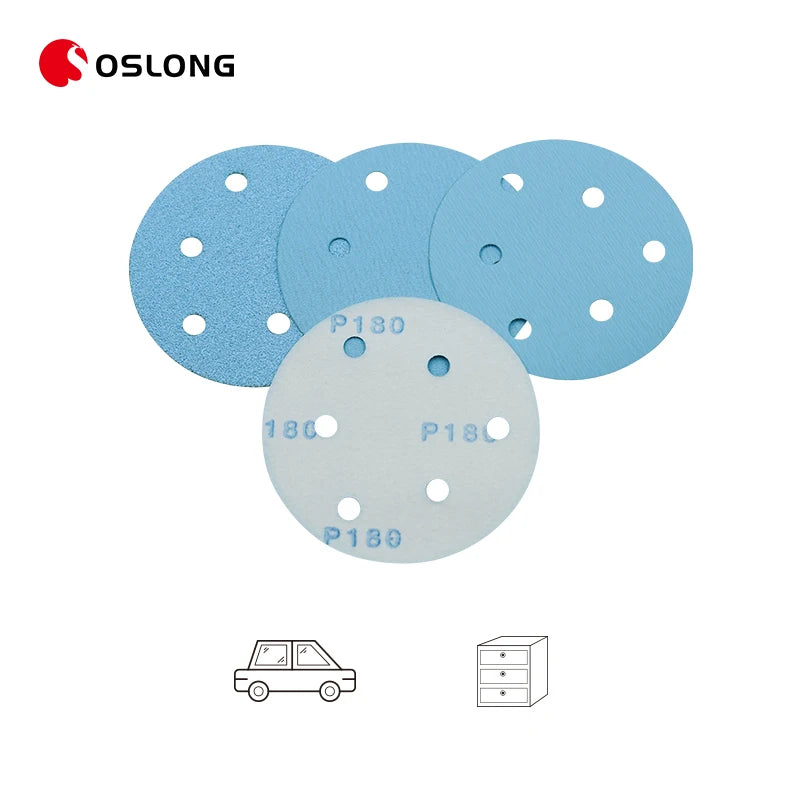 Free Sample Aluminum Oxide 5 Inch Round Blue Sanding Paper Disc for Wood Grinding Automotive Paint Sandpaper Disc