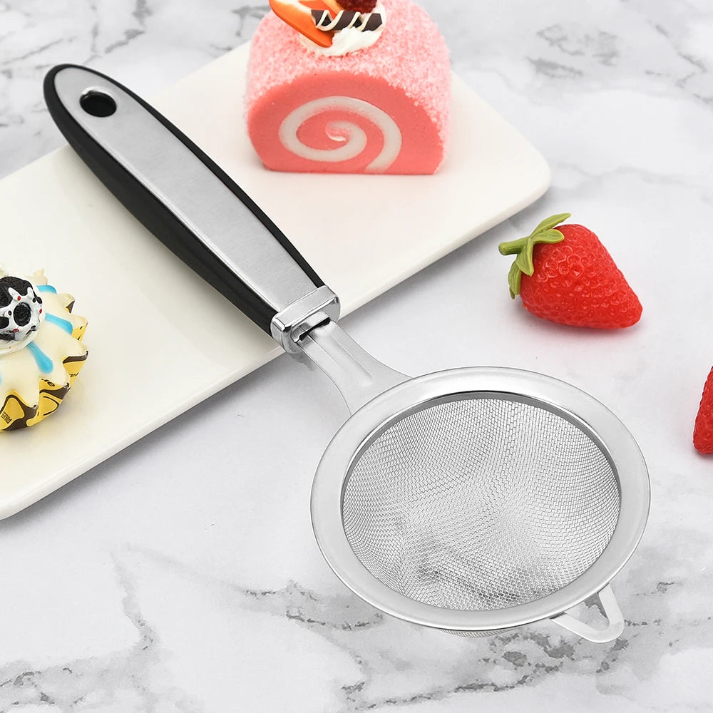 Stainless Steel Fine Mesh Strainers Spoon Flour Mesh Thickened Handle  Spoon Tea Net Juice Soy Milk  Filter Spoon Kitchen Too