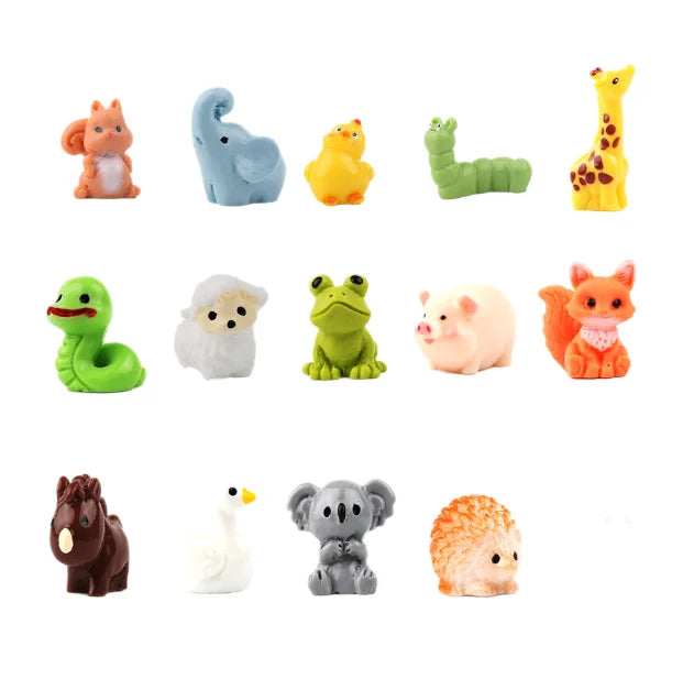 3D Bulk Cute Doll Resin Rabbit Easter Ornament Small Bunny fox Pig Snake Elephant Hedgehog Animal Figurines Collectible Kid T