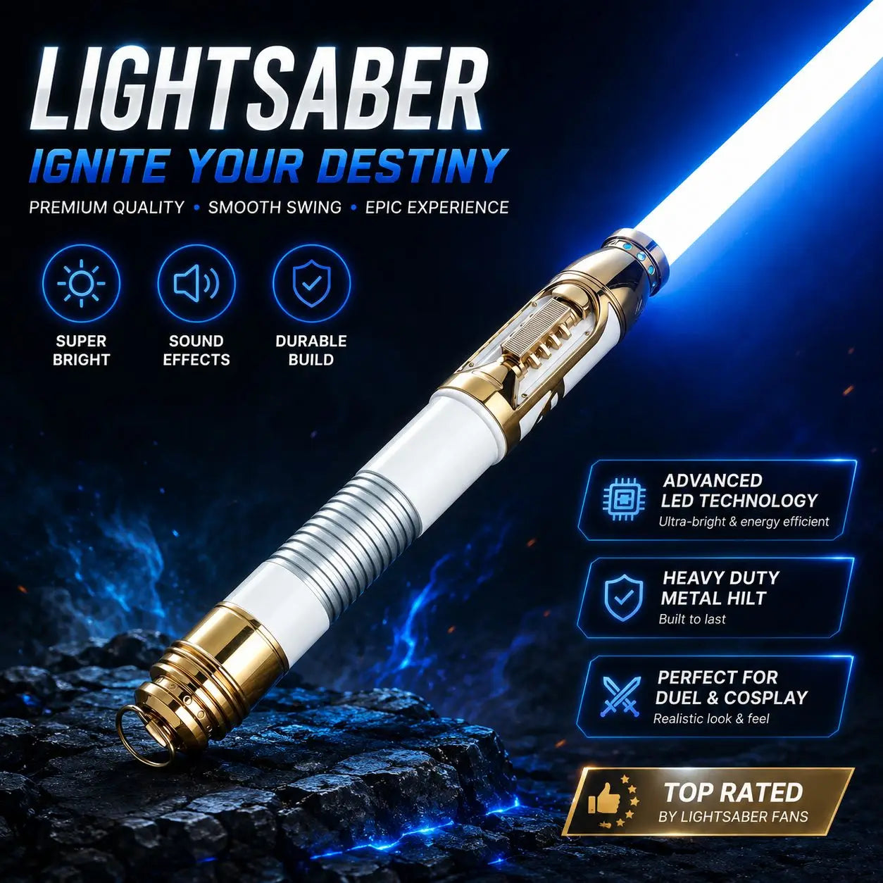 Lightsaber Metal Hilt Xenopixel 4.0 RGB  APP Control Smooth Swing Heavy Dueling Laser Sword Light Saber for Cosplay Toy