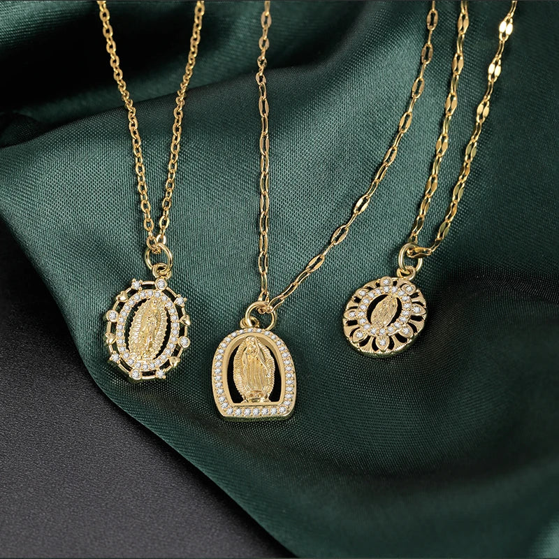 HOVANCI Fashion Jewelry Custom Zirconia Pendant 18k Gold Plated European and American Religious Charm Necklace Women Men Jewe
