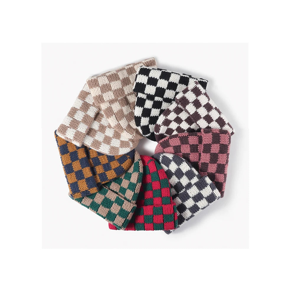Cuff Knitted Beanie Hat Warm Custom Checkered Unisex Adult Image Unisex Cap Adjustable Sports Skull Cap 2026 Classical Winter