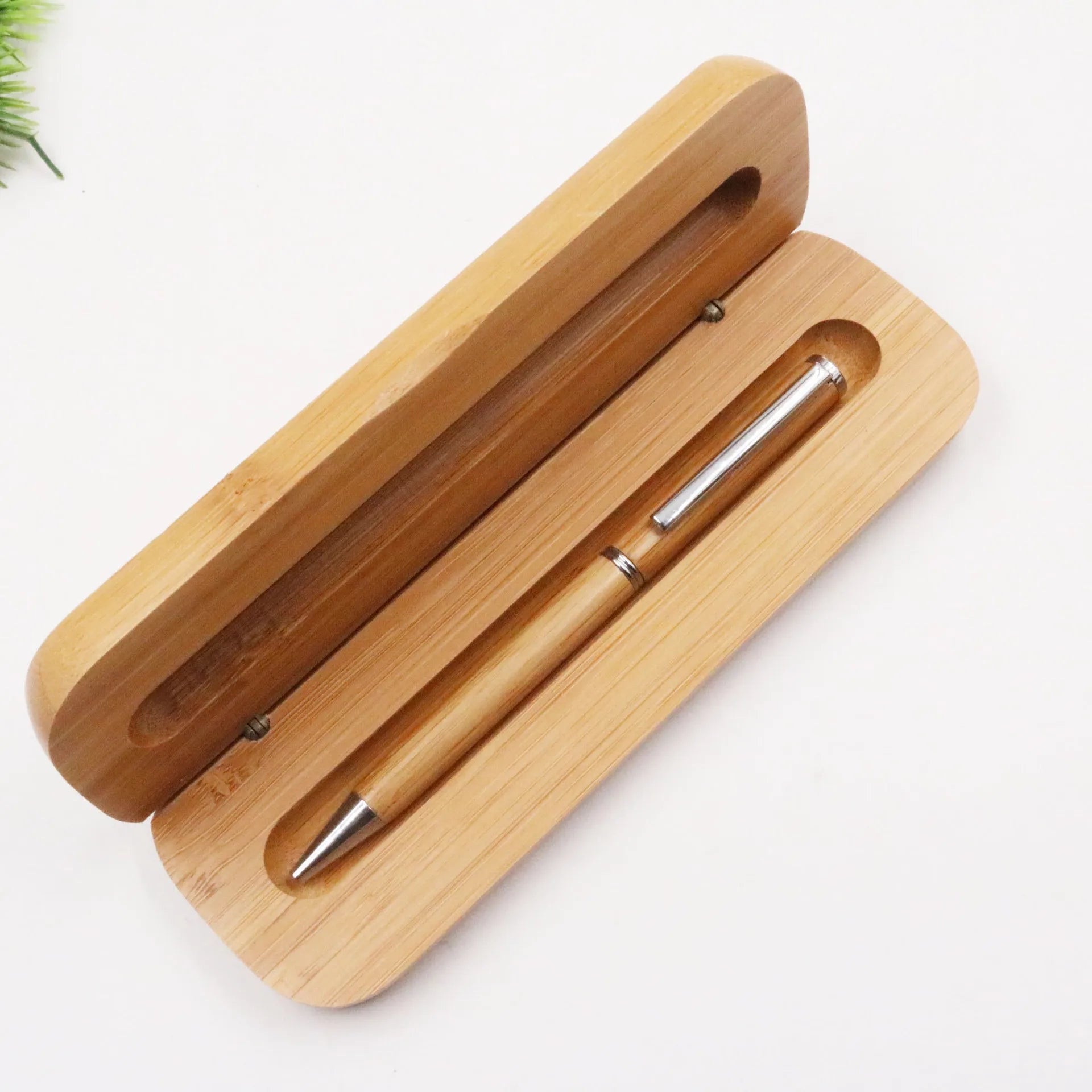 NEW Factory Custom Metal Aluminum Pole Custom logo Bamboo Pen Luxury Promotion Ballpoint Pen Set With Bamboo Pen case