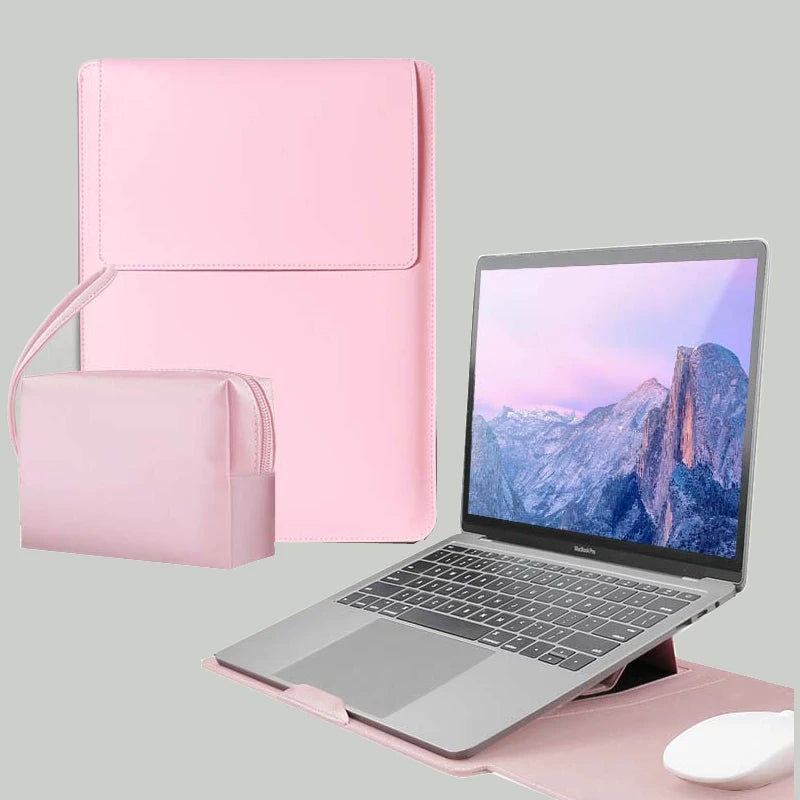 Thin Laptop Sleeve Non Magnetic with Stand 13 14 15 Protective Bag with Pouch for Macbook Huawei Xiaomi Notebook