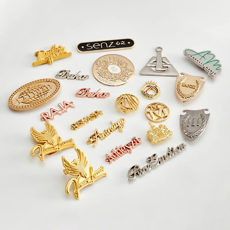 OEM Custom Gold Metal Plate Accessories for Garment Bags Wholesale Brand Logo Clothing Name Tag Metal Crafts