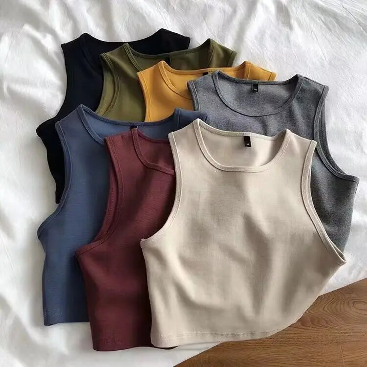 Solid Color Sleeveless T-shirt Women's Loose Casual Vest