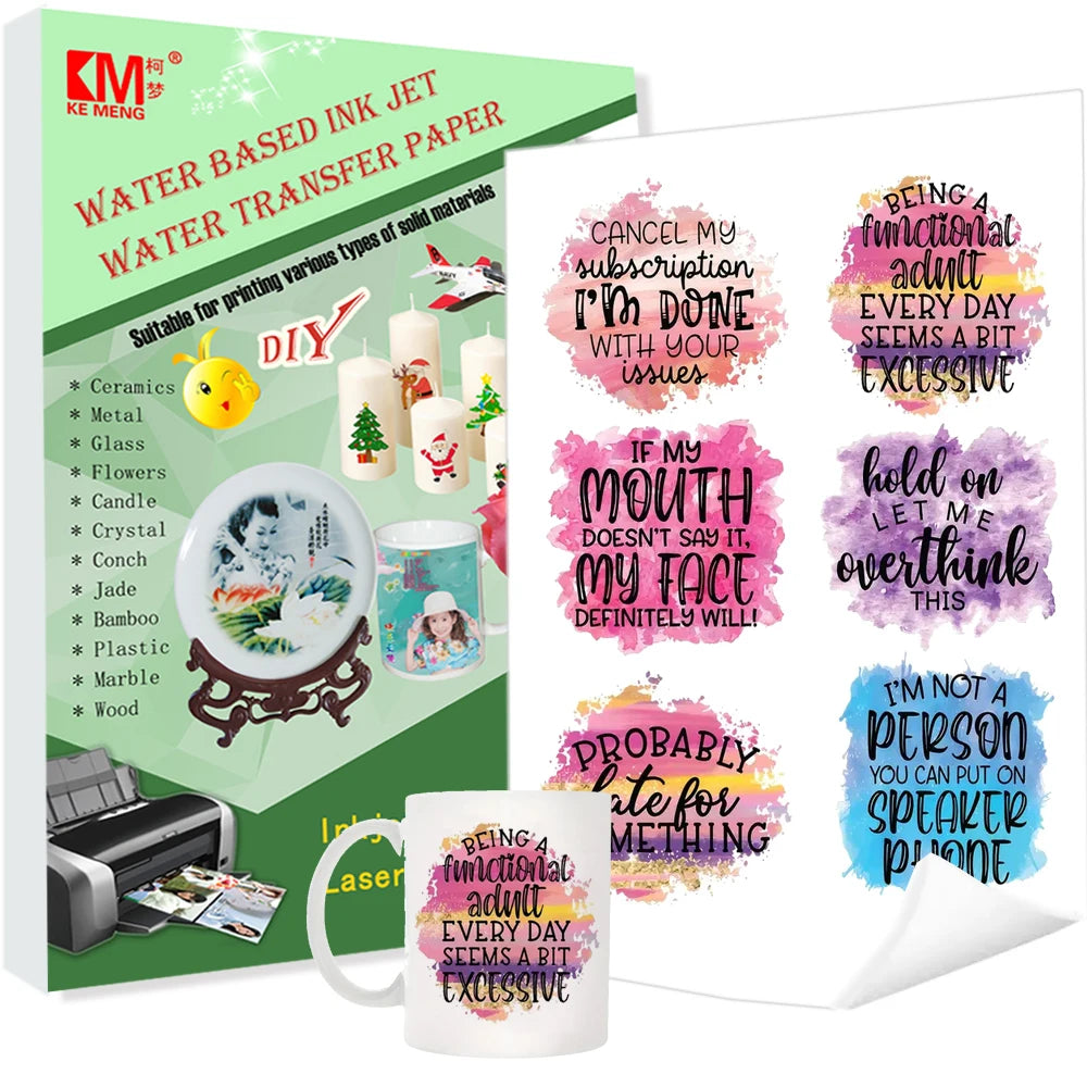 INKJET Printer DIY Creativity Christmas Candle Decals Water Transfer Vinyl Printing Glass Tumblers Dark Waterslide Decal