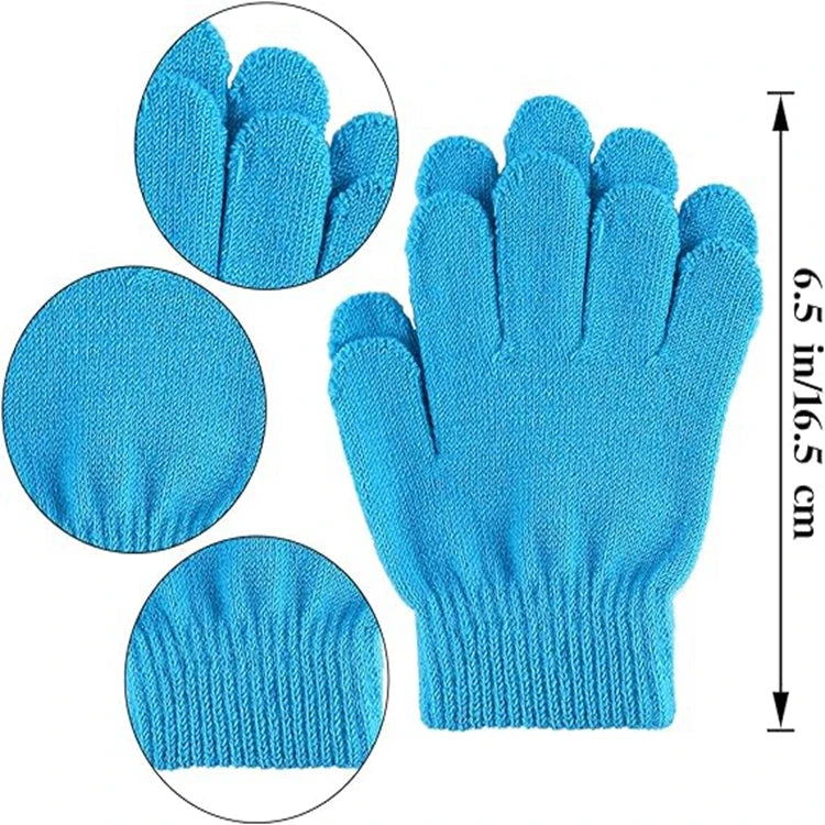 2026 New Fashion Winter Warm Custom Embroidery Logo Solid Color Blue Adult Unisex Jacquard Acrylic Knitted Gloves