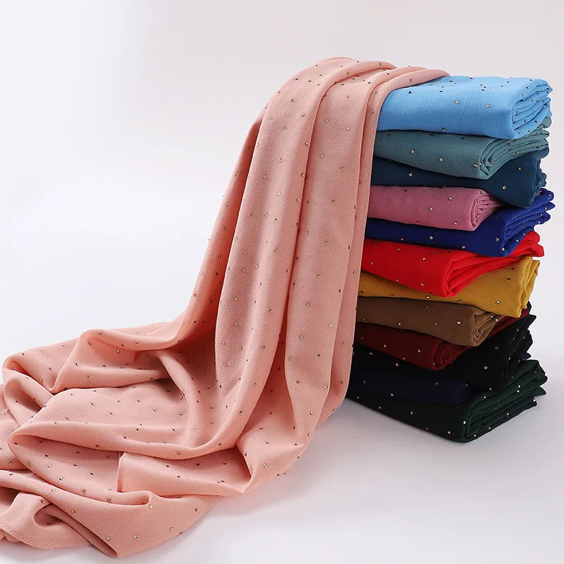 Wholesale Selling Womens Rhinestones Pashmina Shawls and Wraps for Evening Dresses Chiffon Shawl Sparkly Scarf