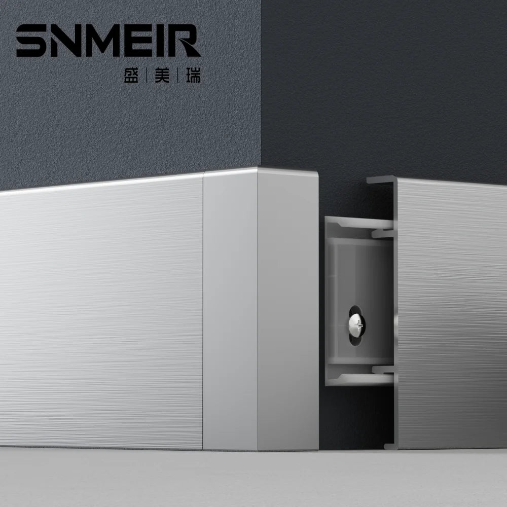 Professional Modern Design Mall Grey Aluminum PVC Skirting Board Free Spare Parts Included