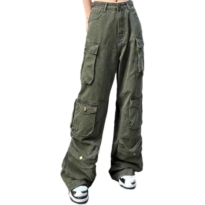 OEM Pants Custom Logo Size High Capacity Pants With Side Pocket Multi Pockets Vintage Baggy Unisex Cargo Jeans