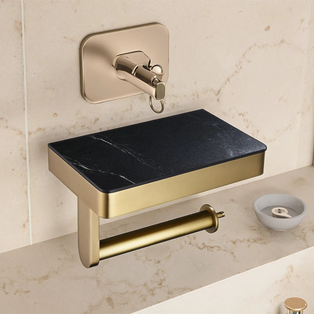 Modern Stainless Steel Toilet Paper Holder & Tissue Rack with Brushed Finish Wall Mounted Bathroom Accessories Set