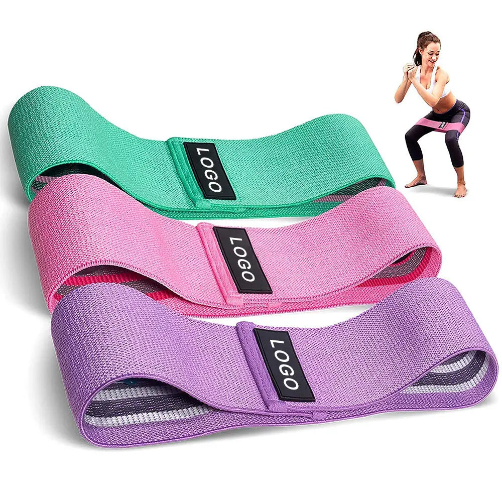 NJ Custom Fitness Accessories Women Home Elastic Hip Circle Strength Training Anti Slip Fabric Booty Fitness Resistance Bands