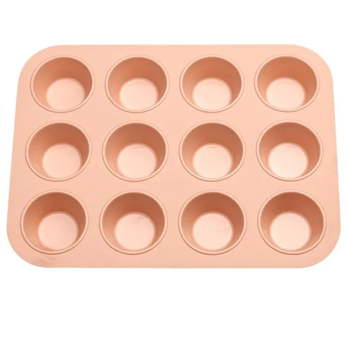 12-Hole Non-Stick Food Grade Silicone Rectangle Cupcake Mold Stand for Soap Muffin Cake Baking Eco-Friendly Dishwasher Tools