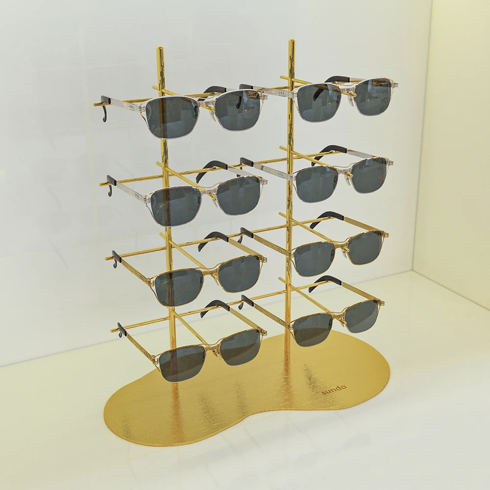 Factory Direct Gold Sunglasses Display Rack 4-Layer Eyewear Holder and Glasses Stands