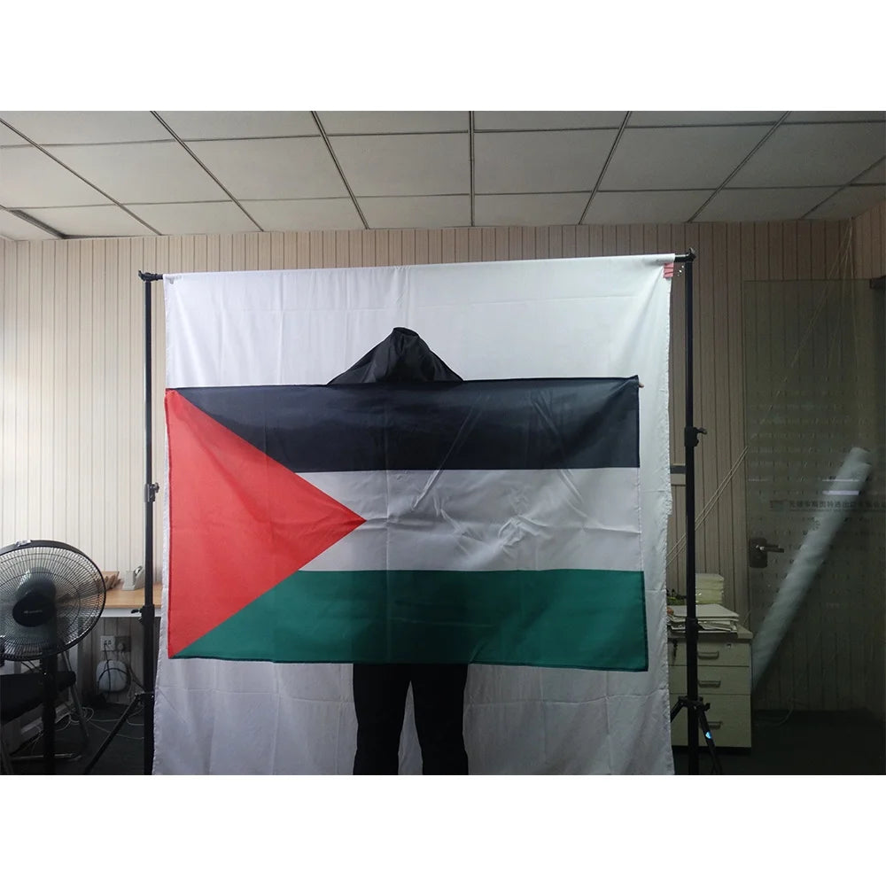 150x90cm Custom Size Logo Digital Printed Polyester Handmade Cheering Fan Cape Body Flag Palestine Federal States National Sh