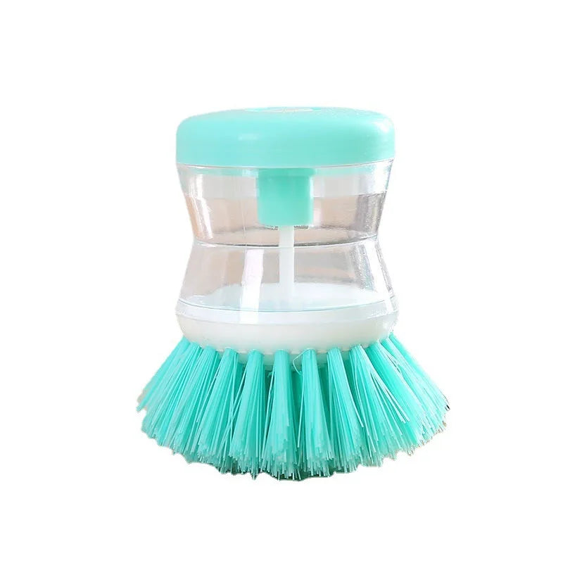 2 in 1 Eco-Friendly PP Plastic Kitchen Dish Scrubber with Soap Dispenser and Nylon Bristles for Pot and Pan Cleaning