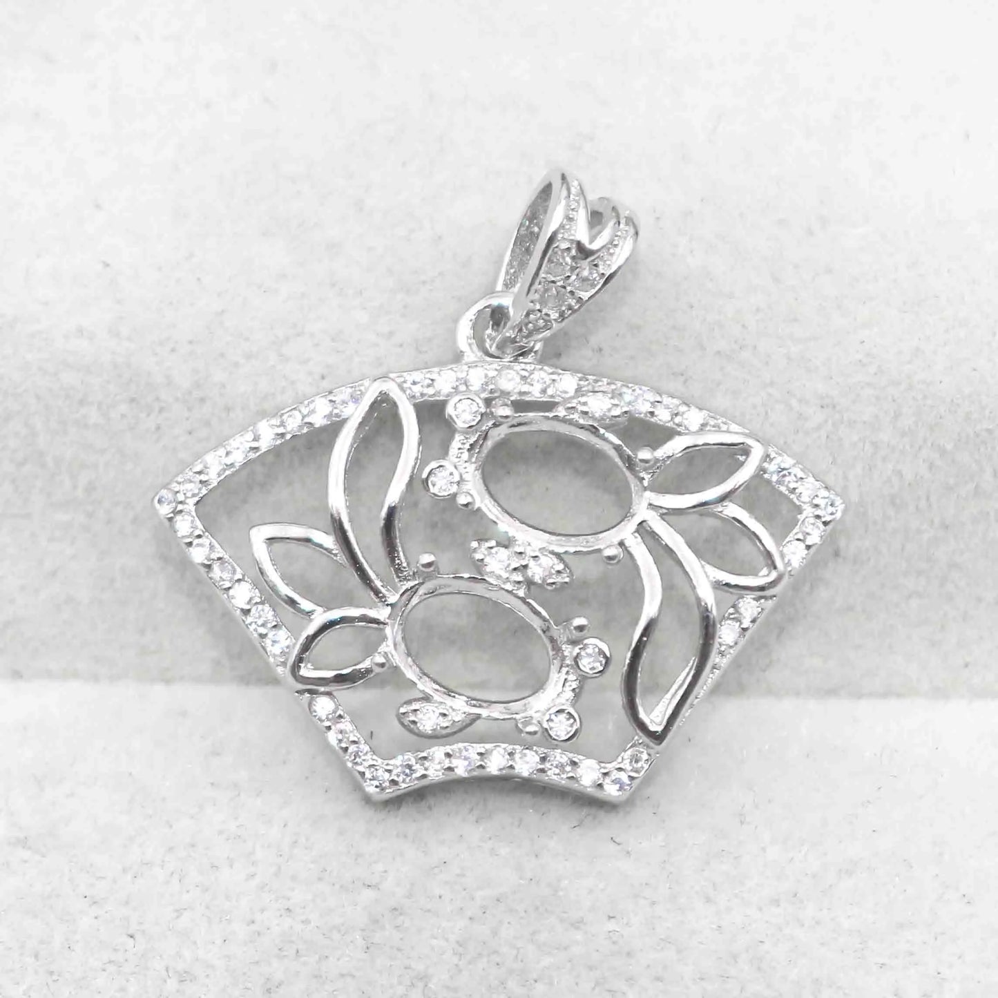 Sterling Silver 5*7mm Semi Mount Pendant Empty Frame Blank Support Setting S925 Base Holder Without Center Stone for DIY Inla