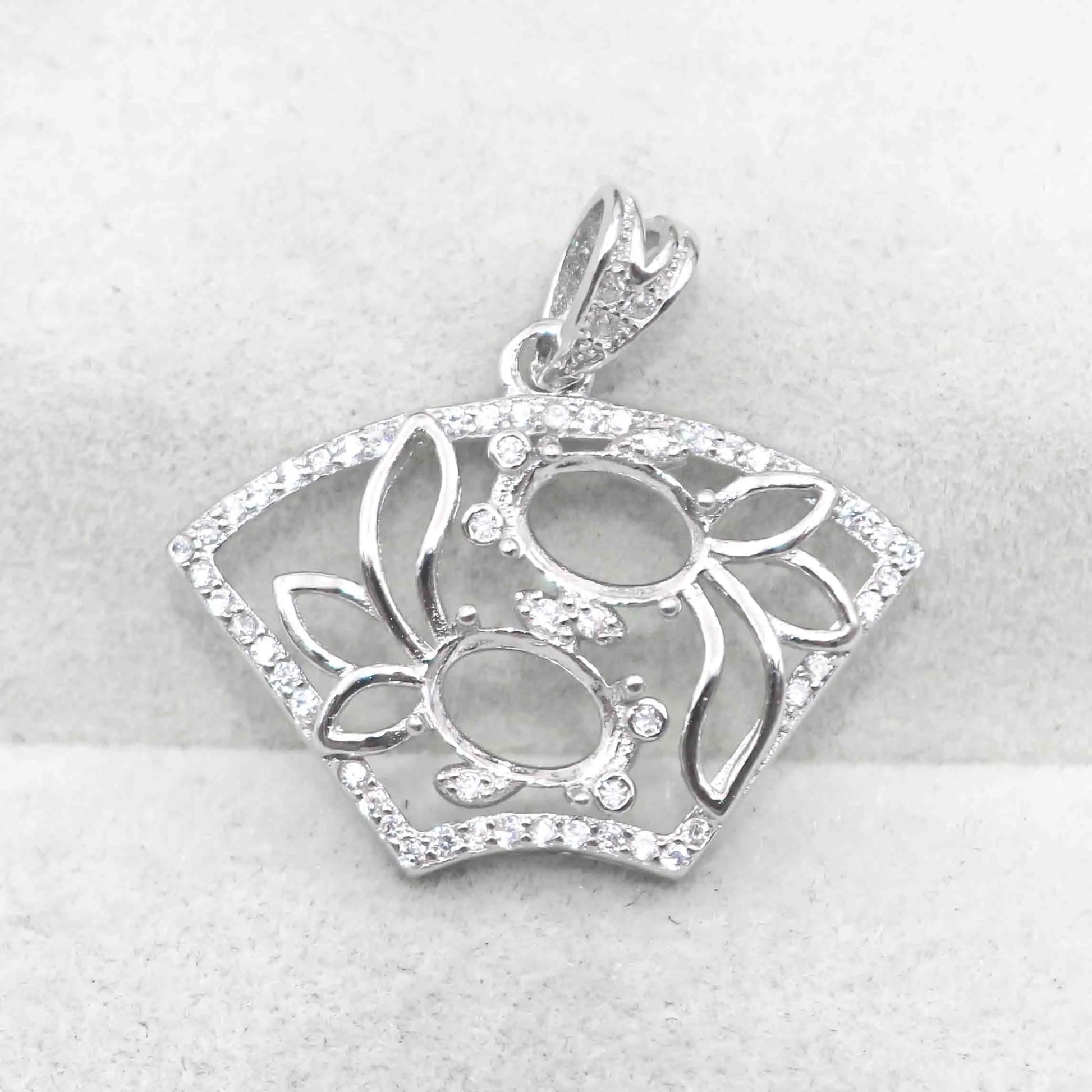 Sterling Silver 5*7mm Semi Mount Pendant Empty Frame Blank Support Setting S925 Base Holder Without Center Stone for DIY Inla