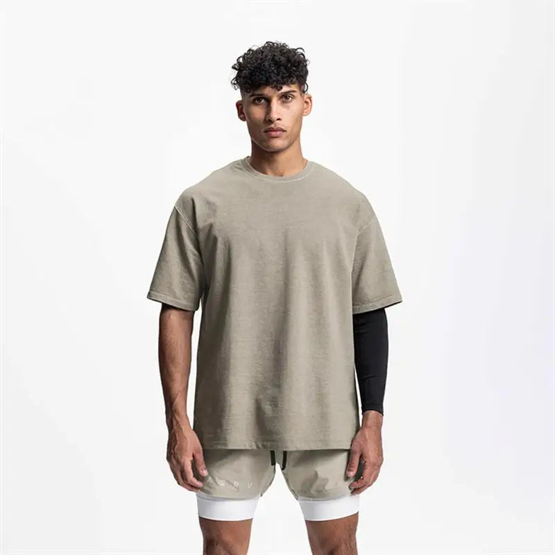 230g Washed Wholesale Heavy Weight Men Cotton Oversized Gym T Shirt Acid Wash Sport Blank T-shirt OEM Custom Tshirt for Men