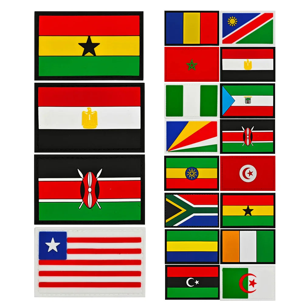 African National Flags Custom 3.15*1.97 Inches PVC Rubber Patch With 3D Logo Emblem Hook Loop Drip Plastic Label for Decorati