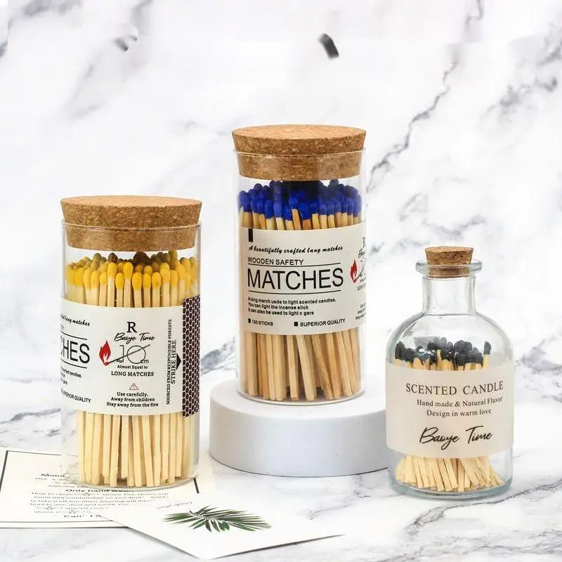 Factory Cheap Direct Sales Glass Bottle Matches Scented Candle Household Matches Private Customized logo on Glass Bottle Matc
