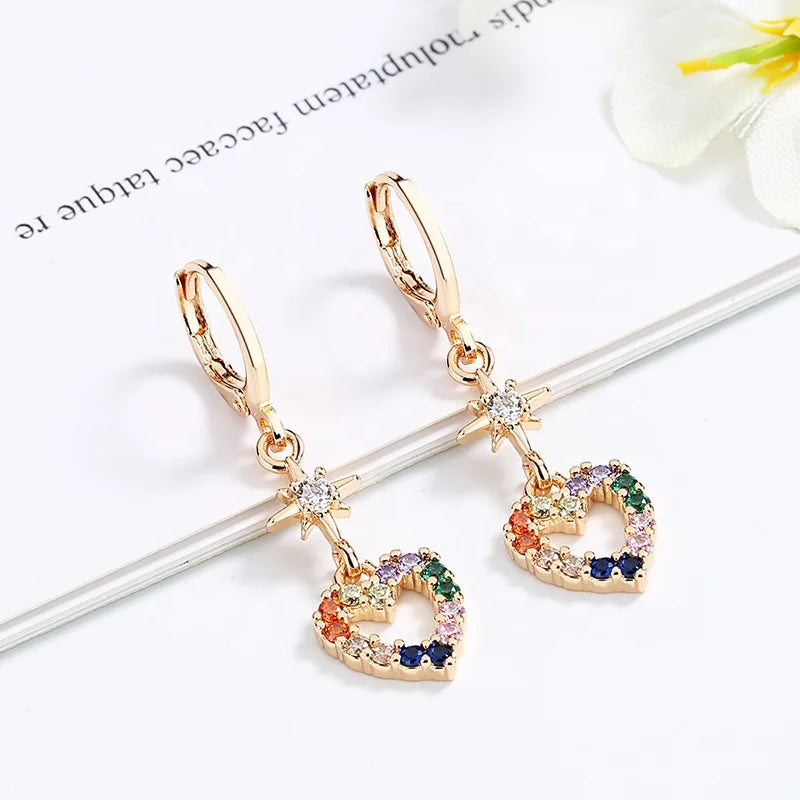 Brass Water Droplets Drop Earrings for Women Unique Dangle Earrings Charm Accessories Crown Pendant