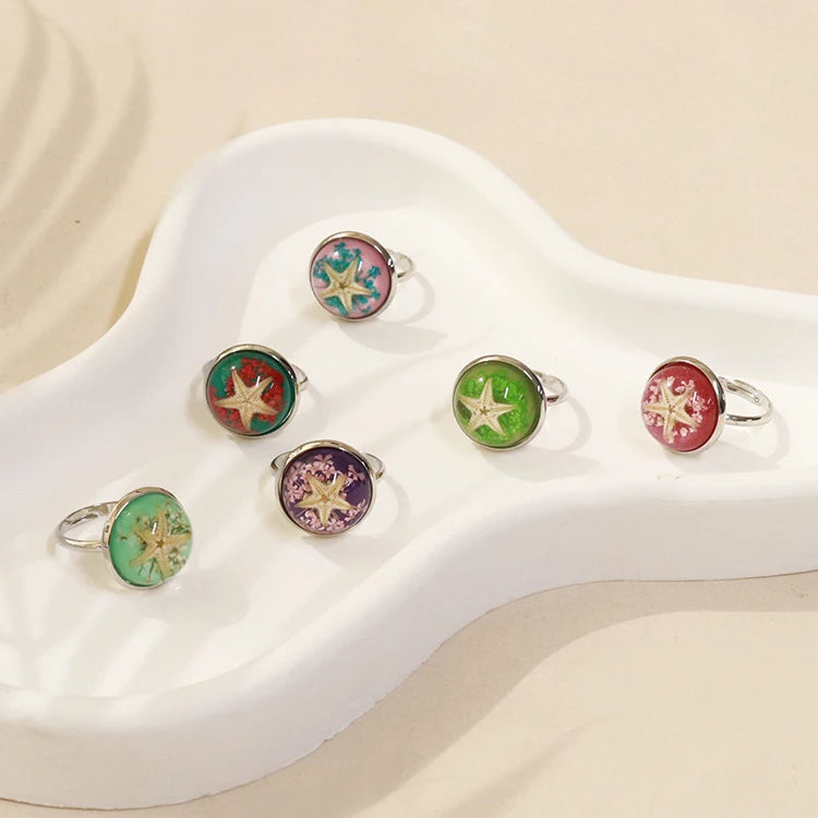 Wholesale Custom Fine Resin Finger Rings Hot Popular Sea Shell Style Cute and Unisex for All Ages for Gifts and Parties