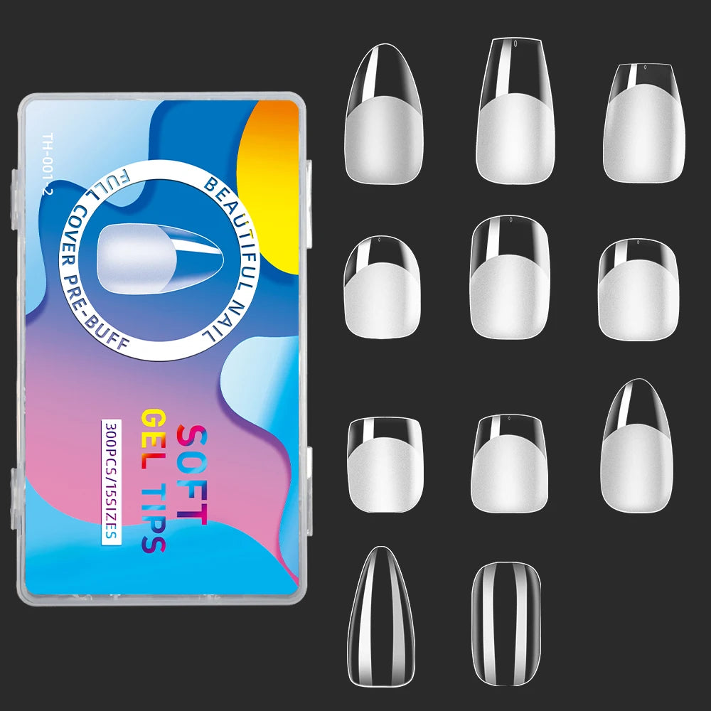 Ultra-Thin ABS Almond Half Full Nail Extensions Dual-Purpose Custom Square Patches Concealed Wear for Nail Salons
