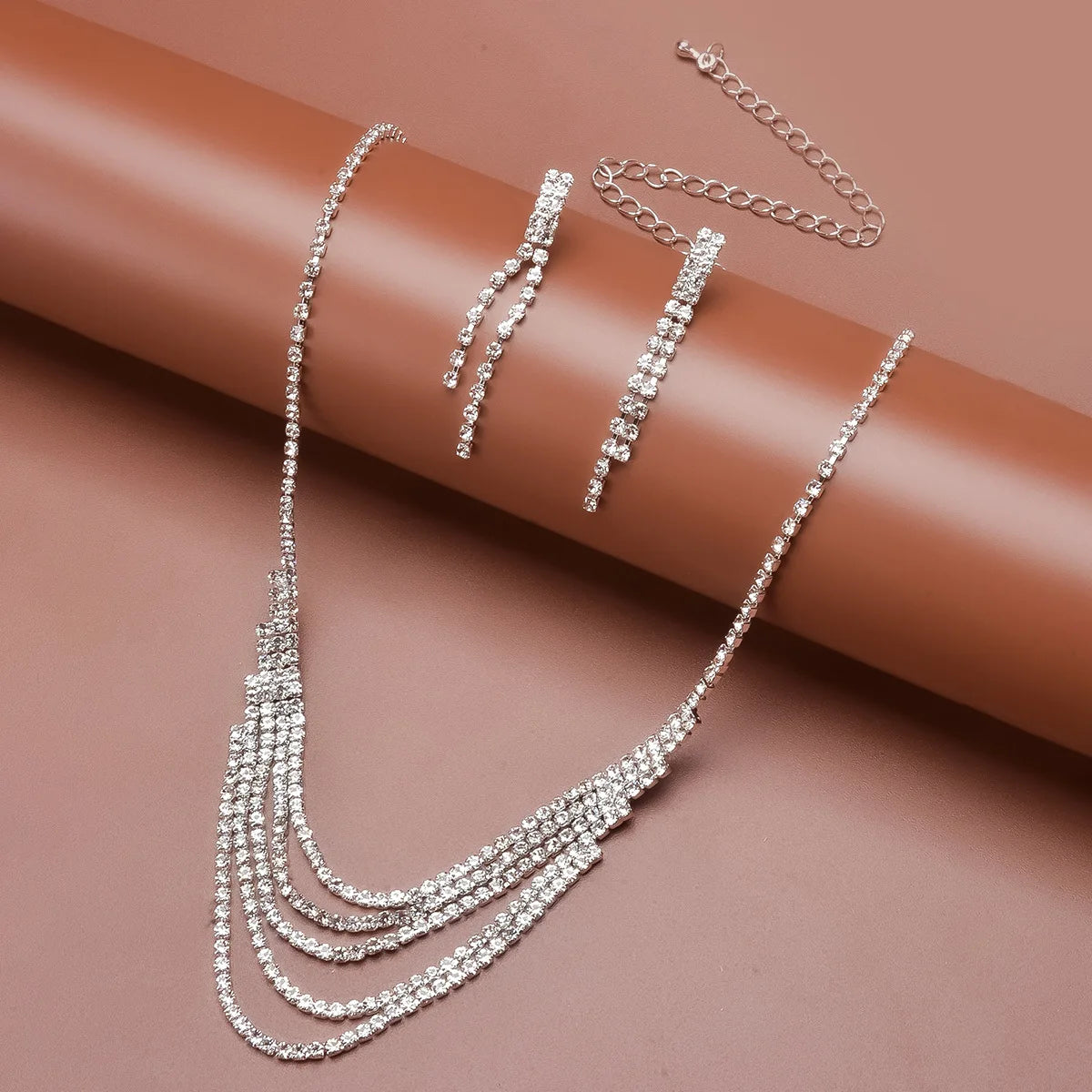 Hot Indian Jewelry Set for Women Tassel Pendant Necklace Earrings Set Wedding Party Engagement Bridal Accessories Ceremoey An