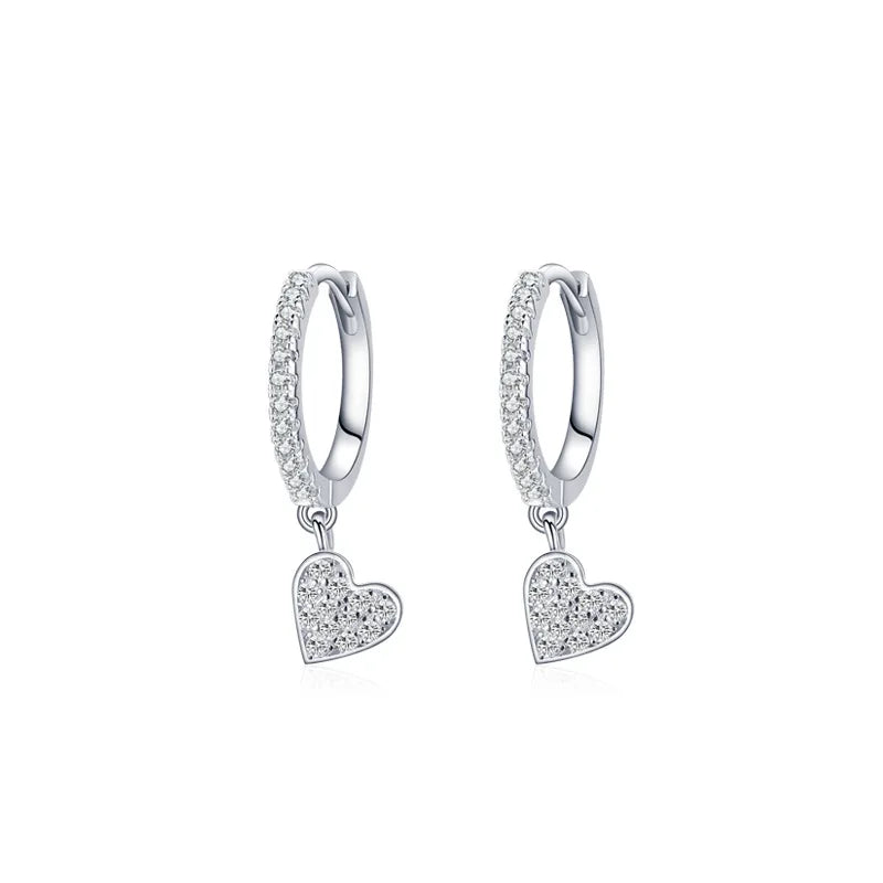 Customized Fashion Jewelry Hoop Earrings Heart Shaped Dainty Sterling Silver Vintage Earrings for Women