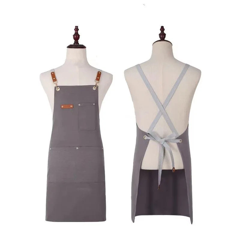 Good Quality Material  Women Men Chef BBQ Drawing Coffee Ice Cream Shop Cooking Custom Bib Apron Waterdrop Resistant