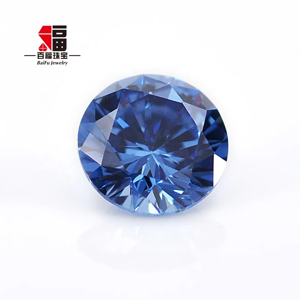 Baifu Light Sapphire Cubic Zirconia Round Brilliant Cut 1.0-3.0mm 5A Loose Gemstone Wholesale