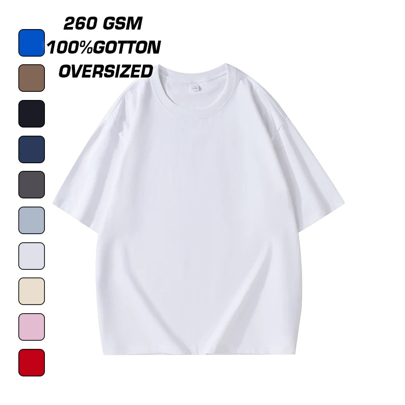 Hip Hop Blank Men's Cotton Oversized T-Shirt Streetwear Drop Shoulder T Shirt for 260 Gsm T Shirt