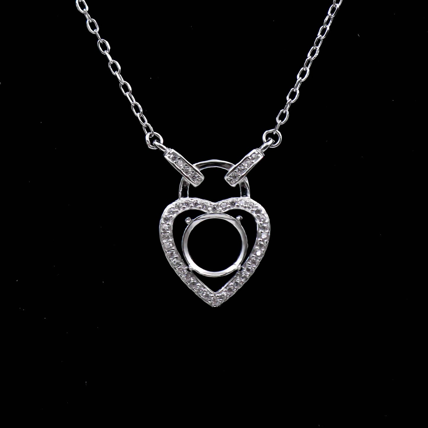 Sterling Silver 8*8mm Semi Mount Necklace Empty Support Blank Claw Setting S925 Base Holder Without Center Stone for DIY Inla