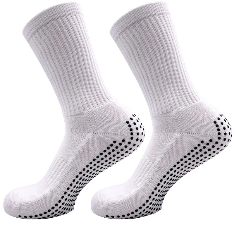 Custom Knitted Terylene Youth Athletic Grip Socks Wholesale Crew Football Soccer Basketball Tape Design Sweat-Absorbent