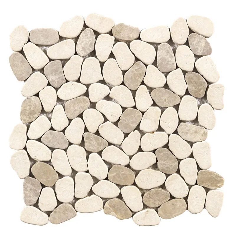 Mixed Marble Slice Pebble Mosaic Tile Natural Stone Marble Stone Slice Wall Floor Tiles Random Mesh Stone Tiles Out Door