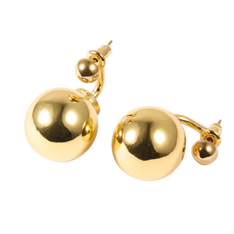 Wholesale Dainty High End Jewelry Gold Plated Stainless Steel Round Bead Stud Earrings for Women