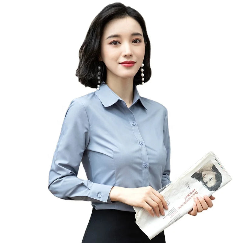 Professional Shirt Long Sleeve New High-end Formal Shirt Slim Fit Anti-wrinkle Temperament Interview Work Clothes for Women