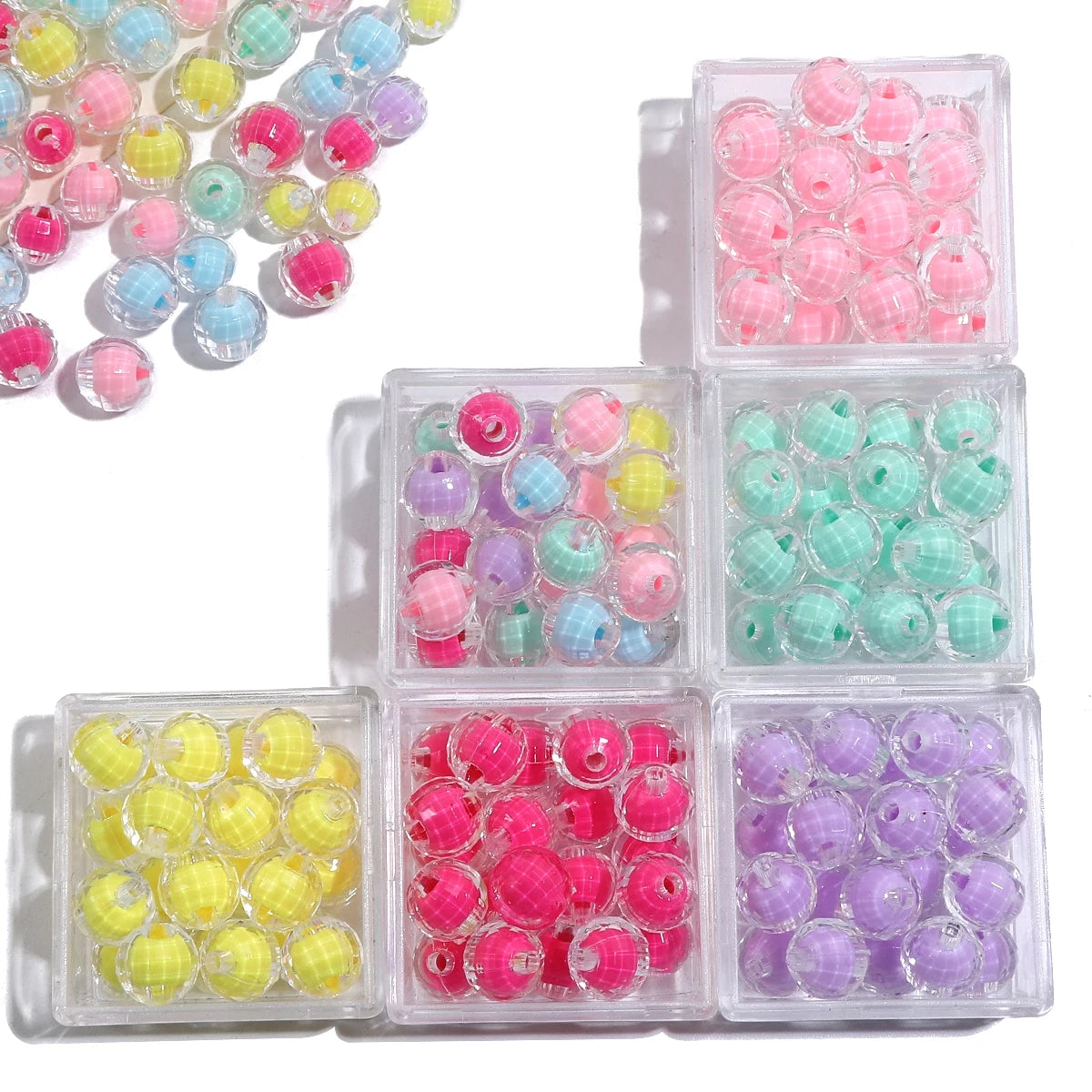 Wholesale 8 10mm Acrylic Faceted Beads Round Transparency Loose Bead for DIY Waist Bracelets Charms Jewelry Making Accessorie