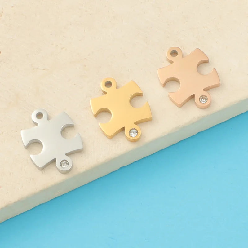 13*9.5mm Puzzle Beads Stainless Steel Mirror Puzzle Accessories DIY Bracelet Necklace Hole 1.8mm Puzzle Beads Charm