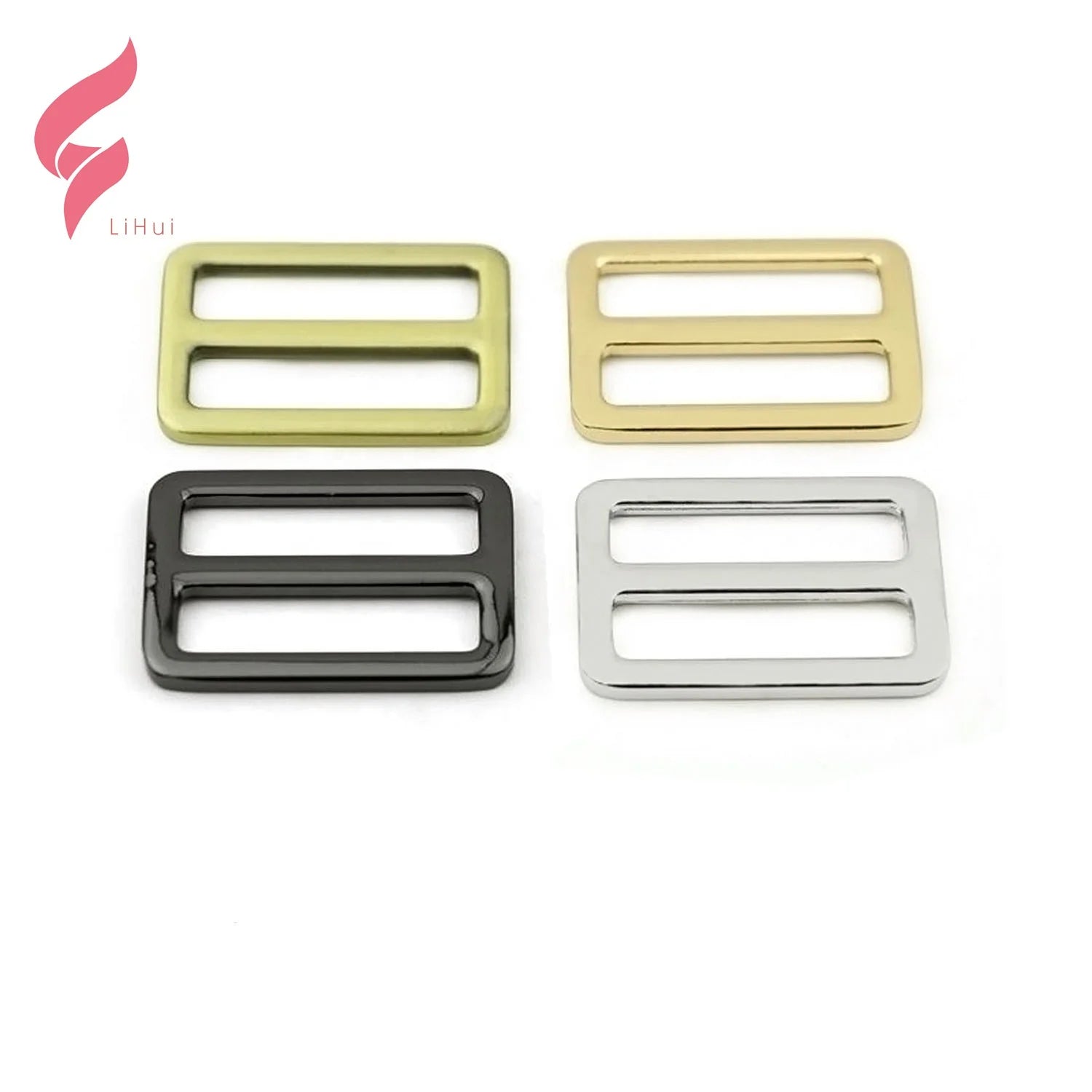 LiHui Professional Eco-friendly Hardware 32mm Bar Triglie Zinc Tri-glide Slider Ring Clip Buckle for Handbags