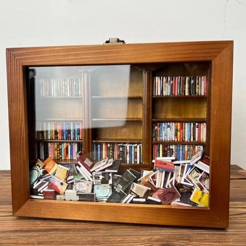 Modern Household Desktop Ornament Miniature Wooden Bookshelf Anti-Anxiety Bookshelf Ornaments