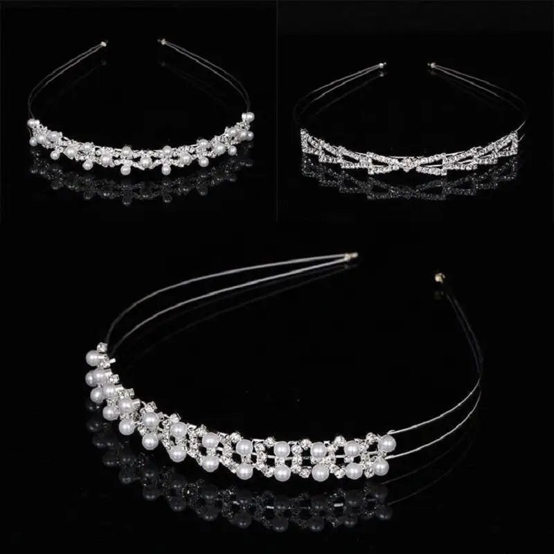 Popular Wedding Bridal Bridesmaid Tiara Crown Headband Crystal Rhinestone Pearl Jewelry Hair Accessories for Girls Women